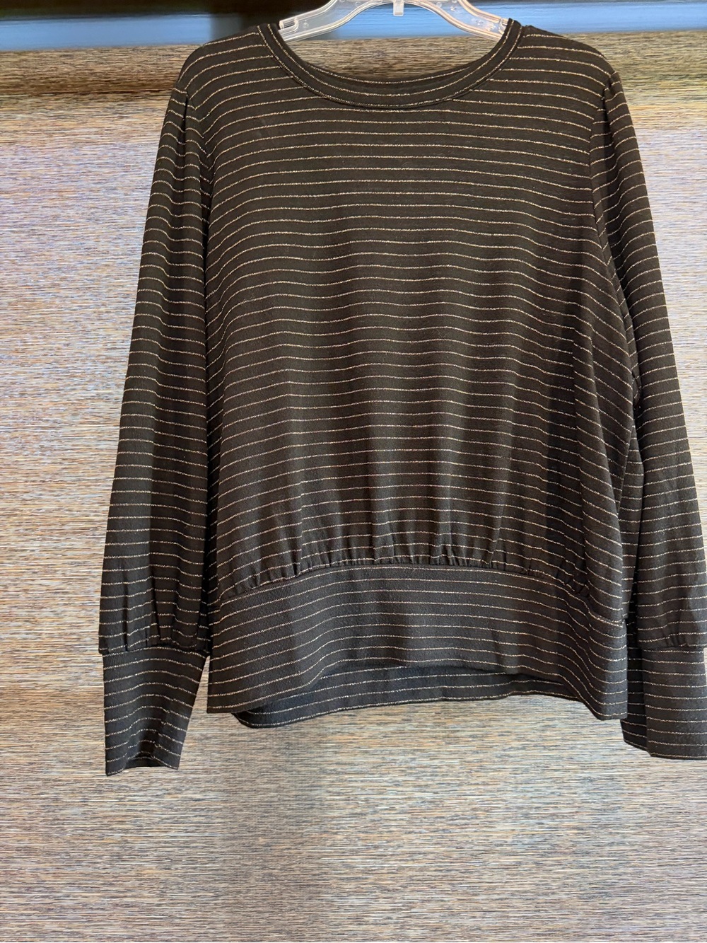 Apt. 9 Black Crewneck Sweater with Metallic Stripe Detail